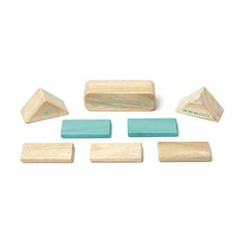 Tegu Robo Magnetic Wooden Block Set, Electric Aqua - 8 Piece