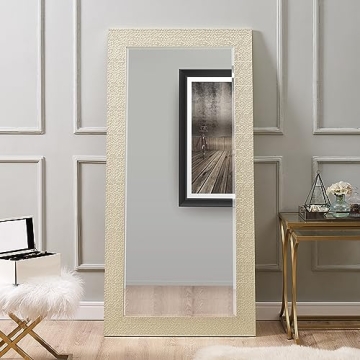 Naomi Home Mosaic Full Length Mirror – 66" L x 32" W Large Decorative Wall Mirror with Faux Wood F...
