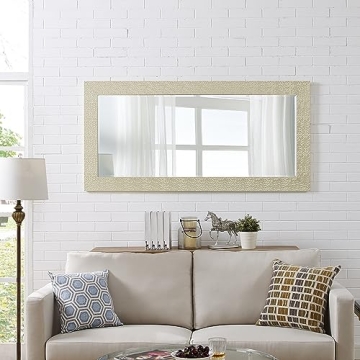 Naomi Home Mosaic Full Length Mirror – 66" L x 32" W Large Decorative Wall Mirror with Faux Wood Frame Tall Full Body Floor Mirror in Elegant Gold for Bedroom and Living Room