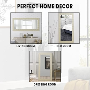 Naomi Home Mosaic Full Length Mirror – 66" L x 32" W Large Decorative Wall Mirror with Faux Wood Frame Tall Full Body Floor Mirror in Elegant Gold for Bedroom and Living Room