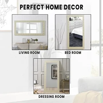Naomi Home Mosaic Full Length Mirror – 66" L x 32" W Large Decorative Wall Mirror with Faux Wood Frame Tall Full Body Floor Mirror in Elegant Gold for Bedroom and Living Room