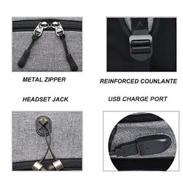 HiQuaty a-001 School Sports Laptop Backpack Travel Bags with A USB Charging Port and Basketball Pocket, Grey