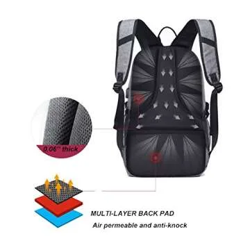 HiQuaty a-001 School Sports Laptop Backpack Travel Bags with A USB Charging Port and Basketball Pocket, Grey