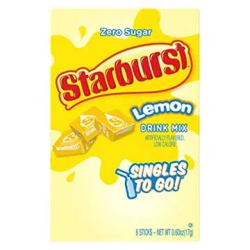 Starburst Singles To Go Powdered Drink Mix, Lemon, 3 Boxes with 6 Packets Each - 18 Total Servings, ...