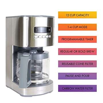 Kenmore 00840706 12-Cup Programmable Aroma Control Coffee Maker, 6.34, Stainless Steel