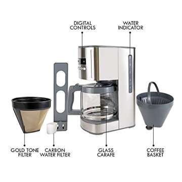 Kenmore 00840706 12-Cup Programmable Aroma Control Coffee Maker, 6.34, Stainless Steel