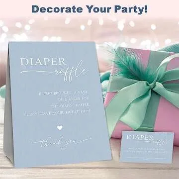 Diaper Raffle Set - Baby Shower Sign & 50 Tickets