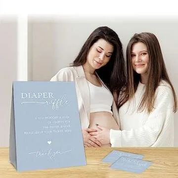 Diaper Raffle Set - Baby Shower Sign & 50 Tickets