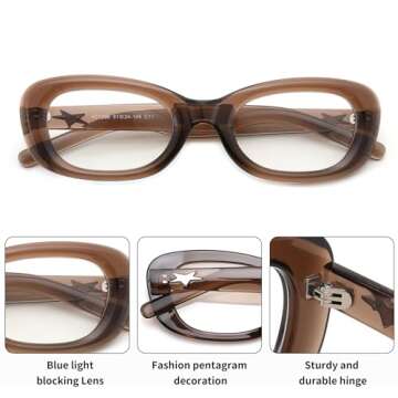 FEISEDY Retro Oval Blue Light Blocking Glasses for Women Nerd Fake Glasses Y2k Small Eyewear Frame B0229