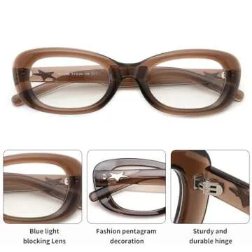 FEISEDY Retro Oval Blue Light Blocking Glasses for Women Nerd Fake Glasses Y2k Small Eyewear Frame B0229