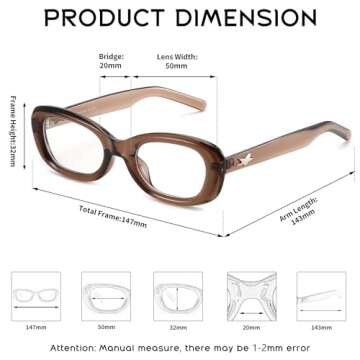 FEISEDY Retro Oval Blue Light Blocking Glasses for Women Nerd Fake Glasses Y2k Small Eyewear Frame B0229
