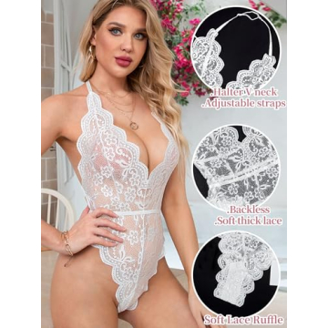 Dlsave Women's Lace Bodysuit Bridal Lingerie for Elegance