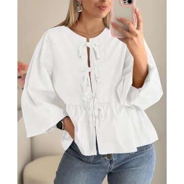 PRETTYGARDEN Trendy Babydoll Peplum Blouse for Women