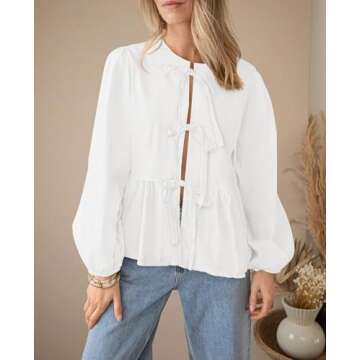 PRETTYGARDEN Trendy Babydoll Peplum Blouse for Women