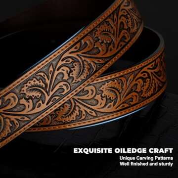 BELTROAD Western Leather Belt Strap for Men Women Cowboy Cowgirl Leather Mens Belts for Jeans Birthd...