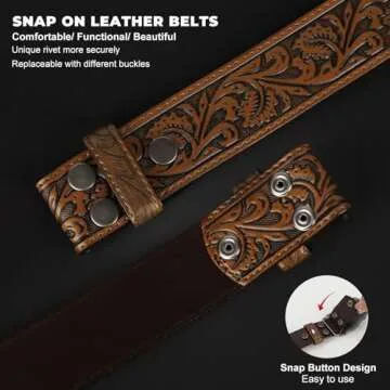 BELTROAD Western Leather Belt Strap for Men Women Cowboy Cowgirl Leather Mens Belts for Jeans Birthday Christmas Belt Gifts