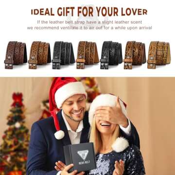 BELTROAD Western Leather Belt Strap for Men Women Cowboy Cowgirl Leather Mens Belts for Jeans Birthday Christmas Belt Gifts