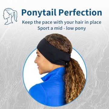 TrailHeads Womens Ponytail Headband - Moisture Wicking Hair Headband for Running, Winter, Workout - ...