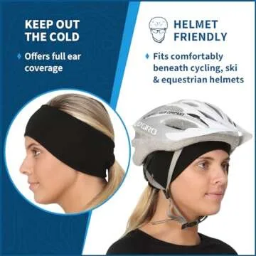 TrailHeads Womens Ponytail Headband - Moisture Wicking Hair Headband for Running, Winter, Workout - Athletic Headband Women - Black