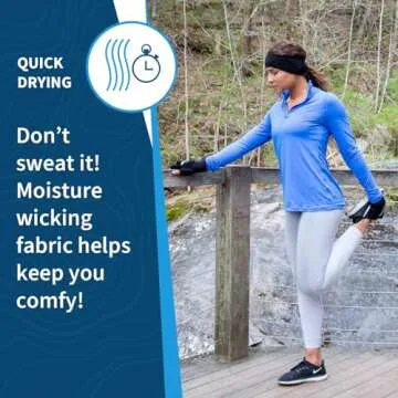 TrailHeads Womens Ponytail Headband - Moisture Wicking Hair Headband for Running, Winter, Workout - Athletic Headband Women - Black