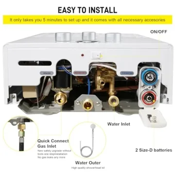 Portable Propane Tankless Water Heater 4.21GPM Digital Display