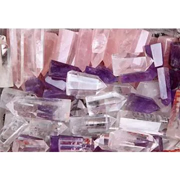Banshren Healing Crystal Wands | 2" Amethyst Crystal, Clear Quartz Crystal Wand & Rose Quartz Crystal Points | 6 Faceted Reiki Chakra Meditation Therapy (Set of 3)