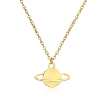 Holy Rose Moon Star Saturn Necklace for Music Lovers