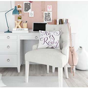 HerysTa Easter Home Decorative Cotton Pillow Covers 18X18Inch Invisible Zipper Cushion Cases He Phrase Easter Greeting Card Modern Calligraphy Risen Square Sofa Bed Décor,Gray Green