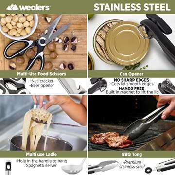 17 Pieces Camp Kitchen Cooking Utensil Set Travel Organizer Grill Accessories Portable Compact Gear for Backpacking BBQ Camping Hiking Travel Cookware Kit Water Resistant Case (Orange)