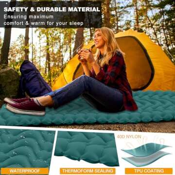 MEETPEAK Camping Sleeping Mat, Inflatable Sleeping Pad Foot Press Lightweight Camping Pad for Backpacking Hiking Traveling, Durable Waterproof Air Mattress Compact Camp Pad Thickness 4 Inch