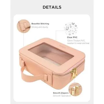 LETGO Clear Makeup Bag Travel Cosmetic Case Transparent Toiletry Bag with Zipper, Portable Make Up Organizer Traveling Compact Car Bag for Essentials (A-Nude)