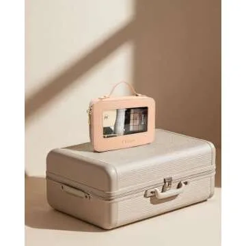 LETGO Clear Makeup Bag Travel Cosmetic Case Transparent Toiletry Bag with Zipper, Portable Make Up Organizer Traveling Compact Car Bag for Essentials (A-Nude)