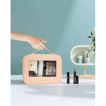 LETGO Clear Makeup Bag Travel Cosmetic Case Transparent Toiletry Bag with Zipper, Portable Make Up Organizer Traveling Compact Car Bag for Essentials (A-Nude)