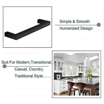 goldenwarm 5 Pack 4 Inch Matte Black Cabinet Handles Kitchen Furniture Hardware Square Stainless Steel Hardware Bathroom Cabinet Door Pulls