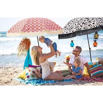 Beach Brella - Fashionable Sun Umbrella with Sand Anchor, Lightweight and Water Resistant, Fade and ...