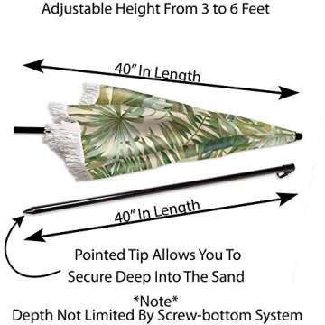 Beach Brella - Fashionable Sun Umbrella with Sand Anchor, Lightweight and Water Resistant, Fade and Water Resistant Fabric, Perfect for Beach, Pool, Camping, and Outdoor Activities