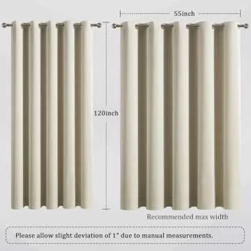 DUALIFE Extra Long 120 Inch Blackout Curtains 2 Panels