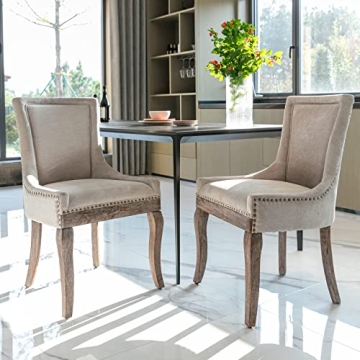 Stylish Aoowow Fabric Upholstered Dining Chairs - Set of 2