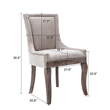 Stylish Aoowow Fabric Upholstered Dining Chairs - Set of 2