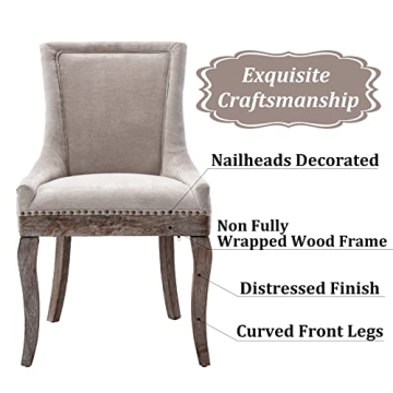 Stylish Aoowow Fabric Upholstered Dining Chairs - Set of 2
