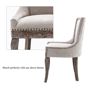 Stylish Aoowow Fabric Upholstered Dining Chairs - Set of 2