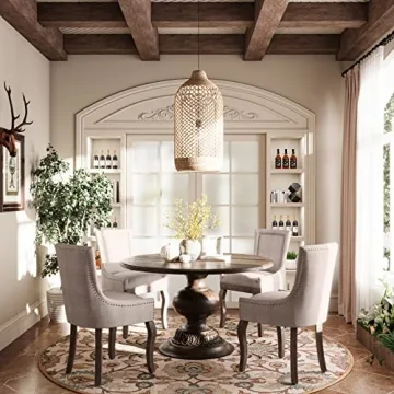 Stylish Aoowow Fabric Upholstered Dining Chairs - Set of 2