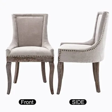 Stylish Aoowow Fabric Upholstered Dining Chairs - Set of 2