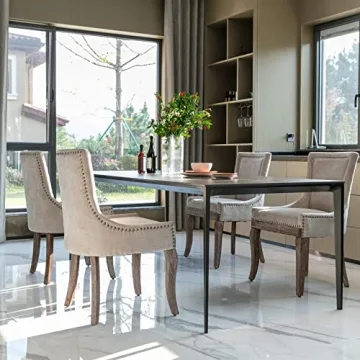 Stylish Aoowow Fabric Upholstered Dining Chairs - Set of 2