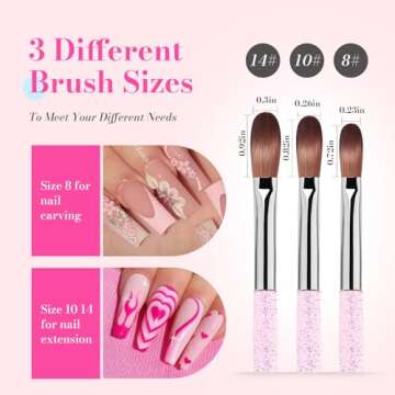 MelodySusie 3Pcs Acrylic Nail Brush Set for Perfect Nail Art