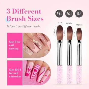 MelodySusie 3Pcs Acrylic Nail Brush Set for Perfect Nail Art