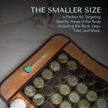 HealthyLine Soft Mesh Far Infrared Heating Pad for Back Pain Relief - Heat Therapy with Jade & Tourmaline Gemstones, Calming Negative Ions, Electric Mat with Auto Shut Off, InfraMat Pro Medium