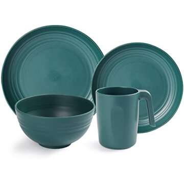 Shopwithgreen Plastic Plates Bowls Mug Sets, Microwave and Dishwasher Safe, Unbreakable, Lightweight Reusable Dinnerware Sets, with Cutlery, for Camping, Indoor, Outdoor, Kitchen, 36 PCS for 6