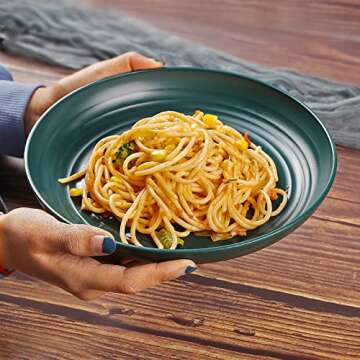 Shopwithgreen Plastic Plates Bowls Mug Sets, Microwave and Dishwasher Safe, Unbreakable, Lightweight Reusable Dinnerware Sets, with Cutlery, for Camping, Indoor, Outdoor, Kitchen, 36 PCS for 6