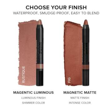 Nudestix Magnetic Luminous Eye Color Pencil, Eyeshadow + Eyeliner + Eyelid Primer + Highlighter Stick, Satin Finish Cream Makeup, Long Lasting, Waterproof, Shade: Queen Olive